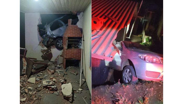 Guaraniaçu – Veículo invade casa no bairro Paris
